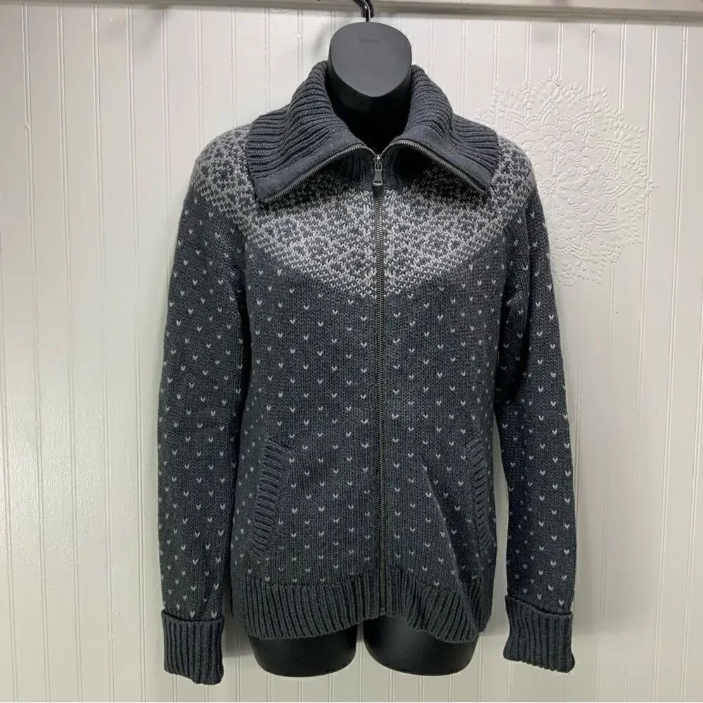 TALBOTS Fair Isle full zip cardigan sweater